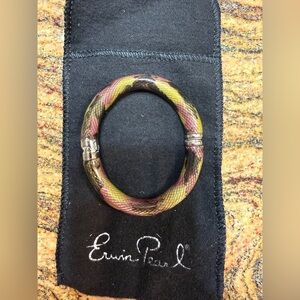 Erwin Pearl Snakeskin Bangle Bracelet Silver Plated NWOT